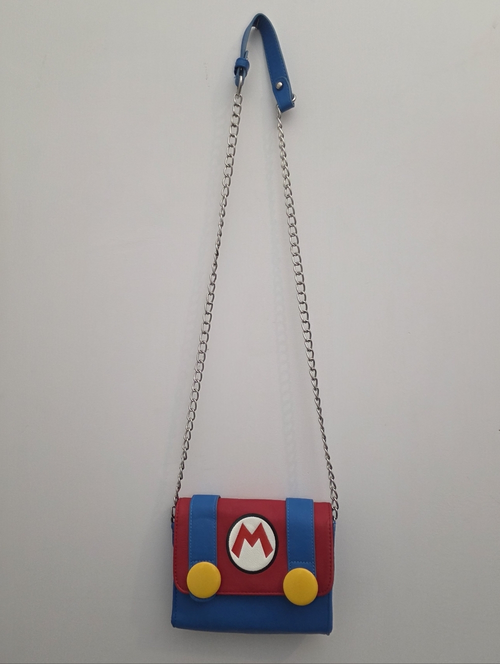 Nintendo Super Mario Crossbody Wristlet - Red & Blue Faux Leather w/ Buttons